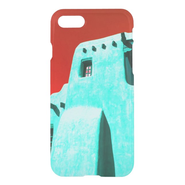 Adobe in coral Red and Turquoise Uncommon iPhone Case (Back)