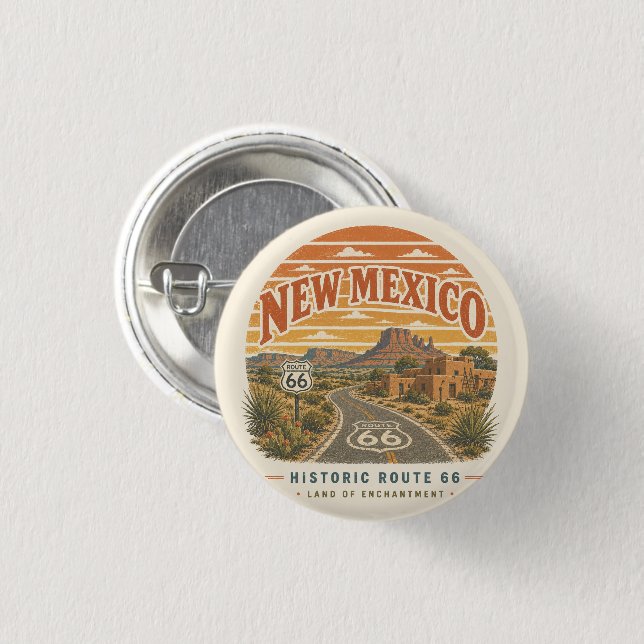 Adobe Mesa Route 66 Desert Road Badge Art Button (Front & Back)