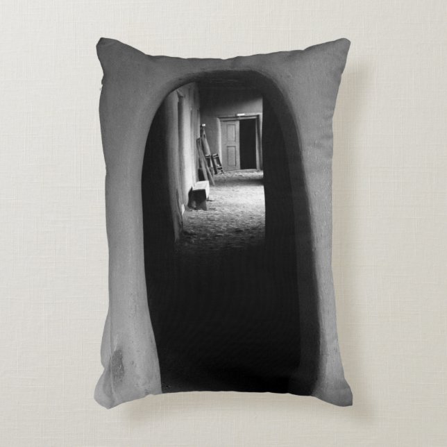 Adobe Passageway: Black & White photo Accent Pillow (Front(Vertical))