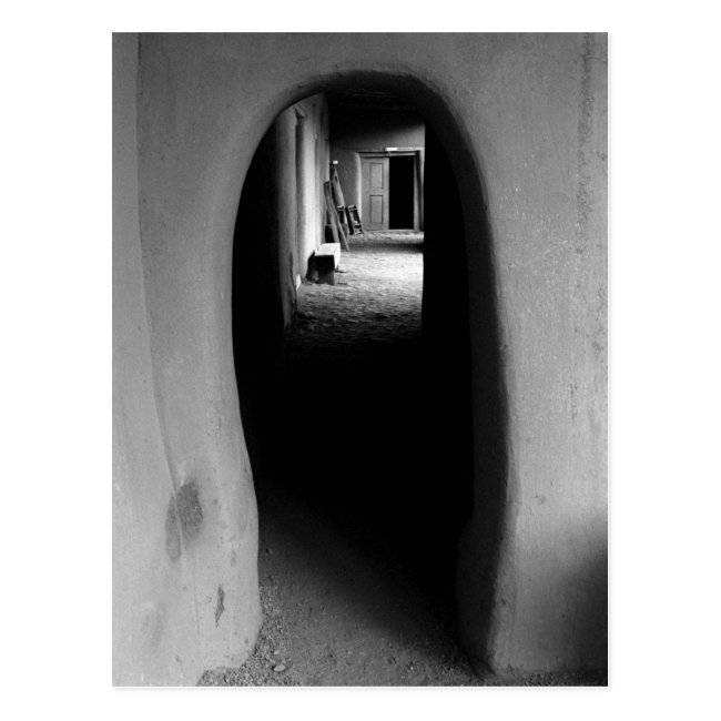 Adobe Passageway: Black & White photo postcard