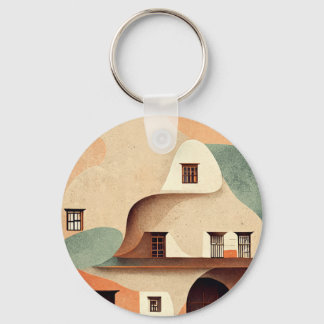 Adobe Style House Keychain