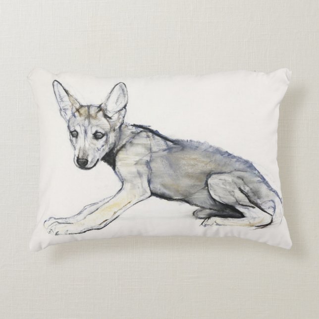 Adolescent Arabian Wolf Pup 2009 Decorative Pillow (Front)