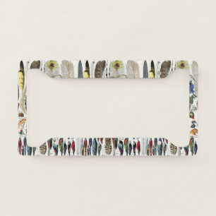 Adolphe Millot Dark Academia Vintage Bird Feather License Plate Frame