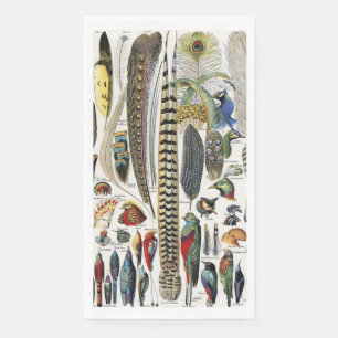 Adolphe Millot Dark Academia Vintage Bird Feather Paper Guest Towels