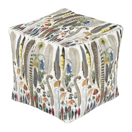 Adolphe Millot Dark Academia Vintage Bird Feather Pouf