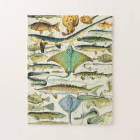 Vintage Rainbow Trout Fisherman Fishing for Fish Jigsaw Puzzle