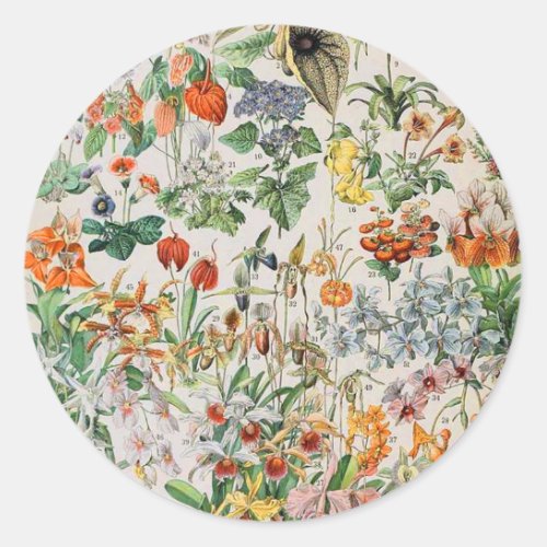 Adolphe Millot flowers D Classic Round Sticker