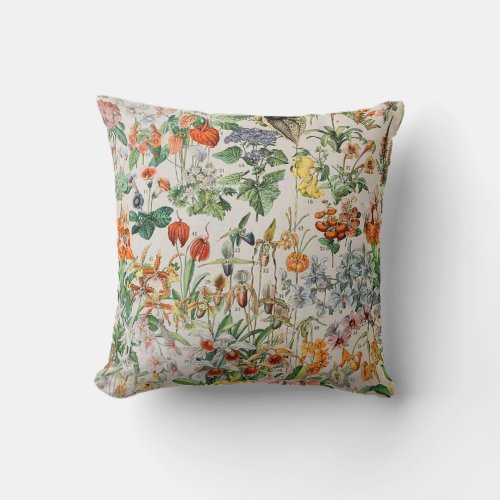 Adolphe Millot flowers D Throw Pillow