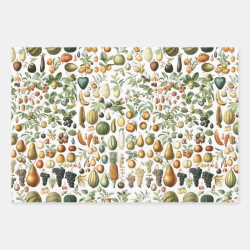 Adolphe Millot Fruit Pattern Wrapping Paper Sheets