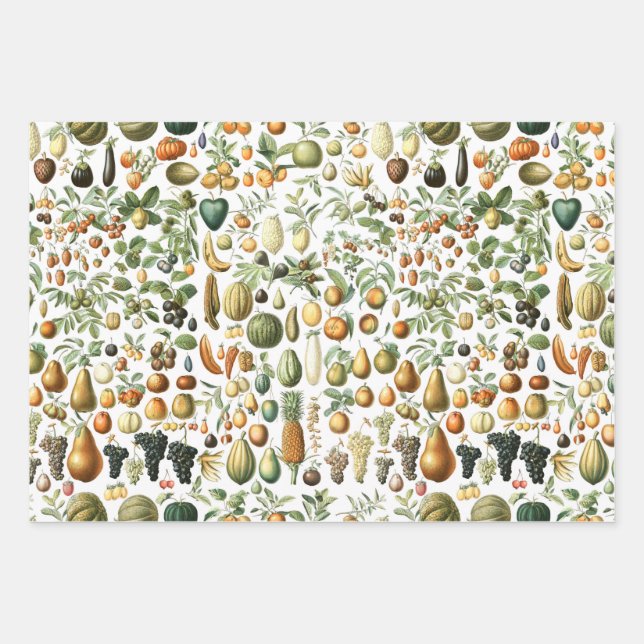 Adolphe Millot Fruit Pattern Wrapping Paper Sheets (Front)