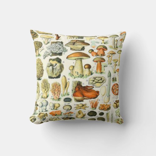 Adolphe Millot mushroom Throw Pillow