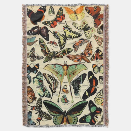 Adolphe Millot Papillons Throw Blanket