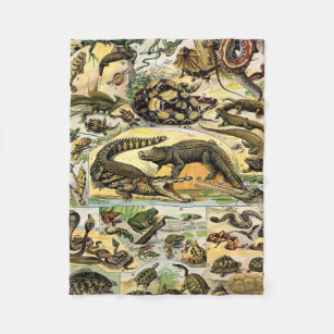 Adolphe Millot Reptiles 1 Fleece Blanket