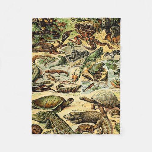 Adolphe Millot Reptiles 2 Fleece Blanket