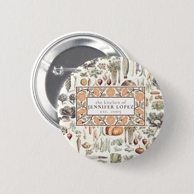 Adolphe Millot Vegetable Pattern Button (Front & Back)