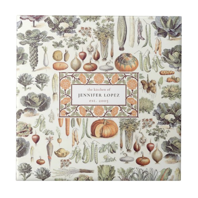 Adolphe Millot Vegetable Pattern Ceramic Tile (Front)