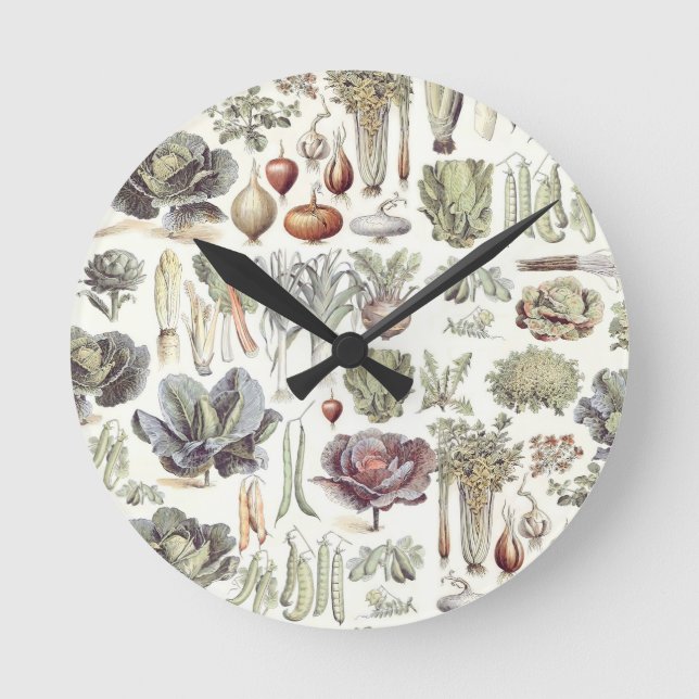 Adolphe Millot Vegetable Pattern Round Clock (Front)
