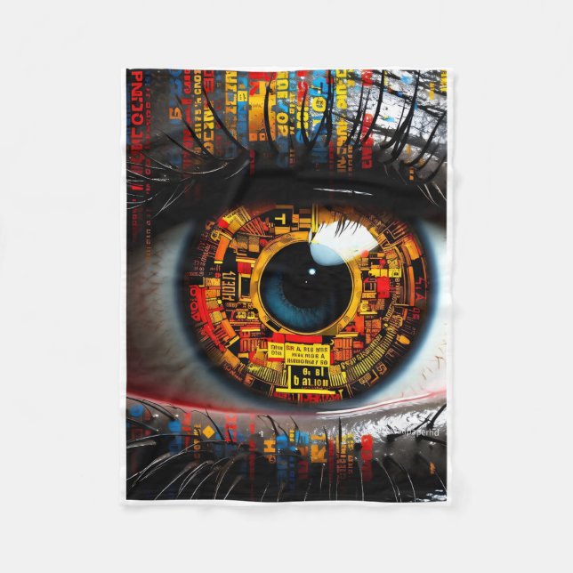 ADOM Cybernetic Tech Eye Throw Blanket (Front)