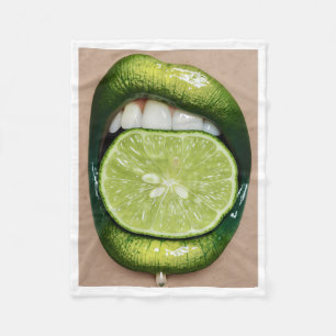 ADOM Green Lips and Lime Throw Blanket