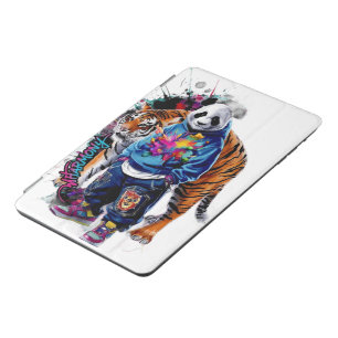 ADOM Premium Artistic Panda & Tiger Graphic Notebo iPad Mini Cover