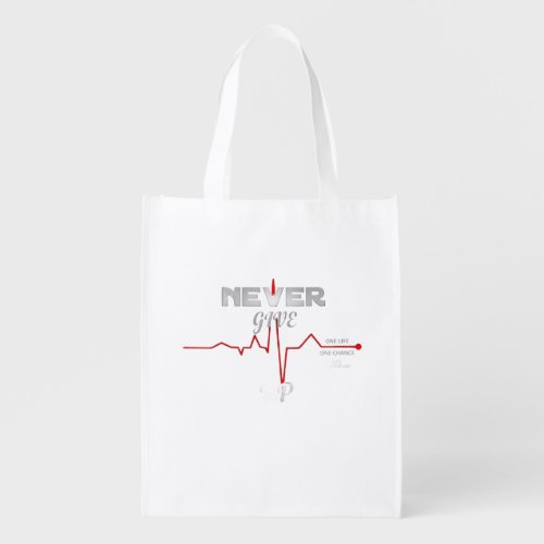 ADOM Premium "Never Give Up" Graphic Women's Long  Grocery Bag