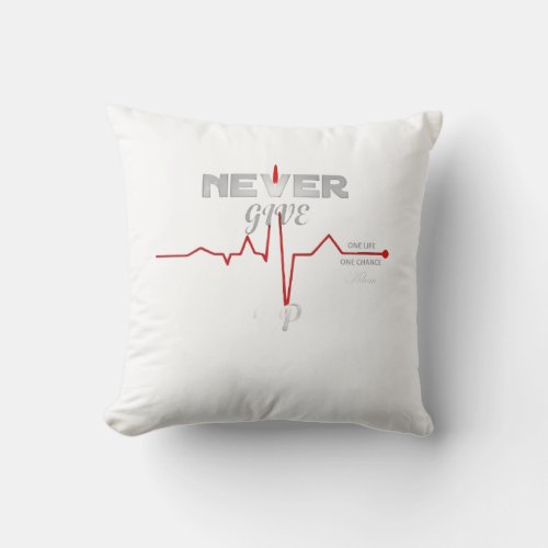 ADOM Premium "Never Give Up" Graphic Women's Long Throw Pillow