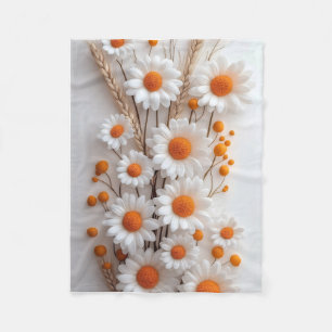 ADOM White Daisy Floral Throw Blanket