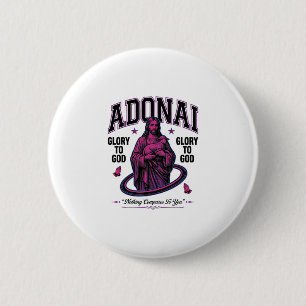 Adonai Glory to God Vintage Christian Vector Desig Button