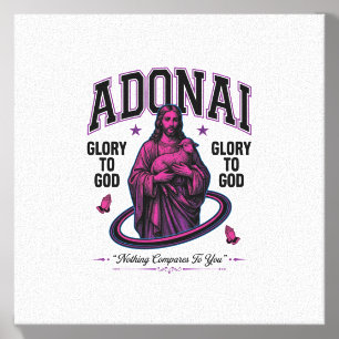 Adonai Glory to God Vintage Christian Vector Desig Canvas Photo Tile