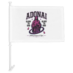 Adonai Glory to God Vintage Christian Vector Desig Car Flag