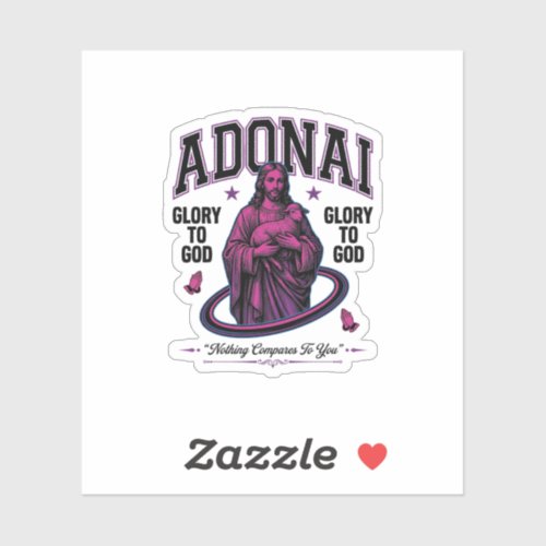 Adonai Glory to God Vintage Christian Vector Desig Sticker