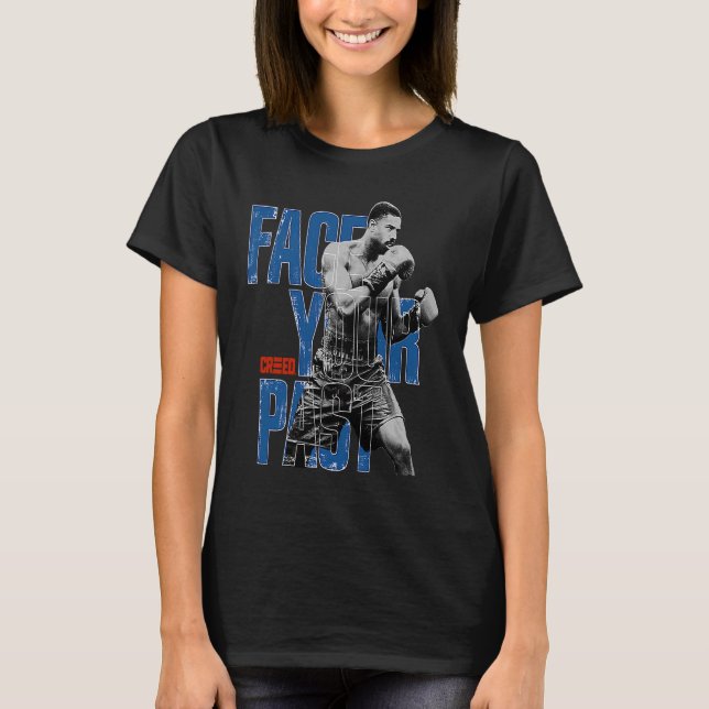 Adonis Creed Face Your Past blue typography T-Shirt (Front)