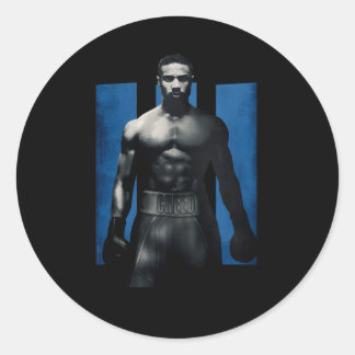 Adonis Creed Pose Faced Forward On Iii Blue Classic Round Sticker