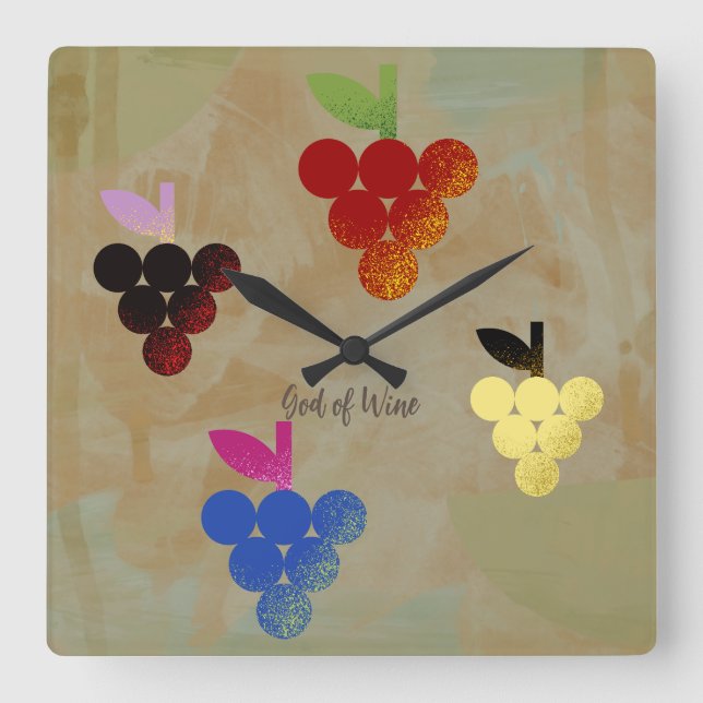 Adonis God of Wine Square Wall Clock (Front)