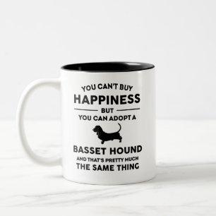 Adopt a Basset Hound Happiness Two-Tone Coffee Mug