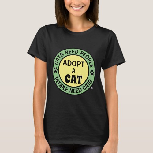 ADOPT A CAT Round Logo T Shirt