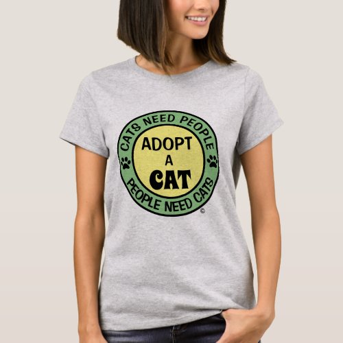 ADOPT A CAT Round Logo T Shirt