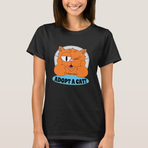 ADOPT A CAT Thumbs Up Cartoon Cat T_Shirt
