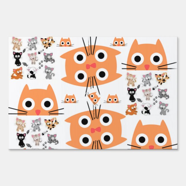 Adopt a Cat Yard Sign Whimsical Cats (Front)