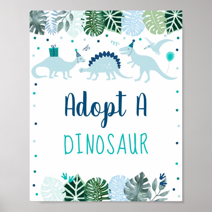 adopt-a-dinosaur-birthday-sign-dinosaur-favor-sign-zazzle