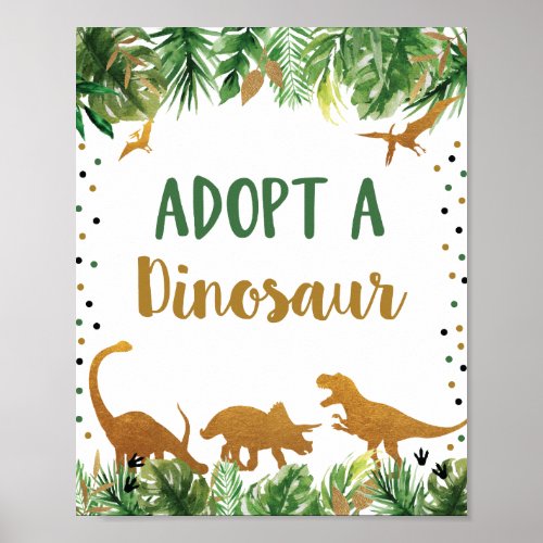 Adopt A Dinosaur Birthday Table Sign