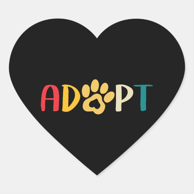 Adopt A Dog Or A Cat - Rescue An Animal With Love Heart Sticker (Front)