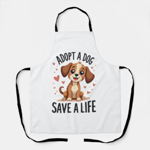 Adopt A Dog Save A Life Vintage Cute Puppy Rescue Apron