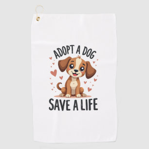 Adopt A Dog Save A Life Vintage Cute Puppy Rescue Golf Towel
