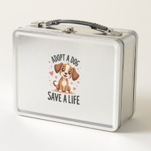 Adopt A Dog Save A Life Vintage Cute Puppy Rescue Metal Lunch Box