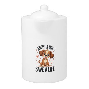 Adopt A Dog Save A Life Vintage Cute Puppy Rescue Teapot
