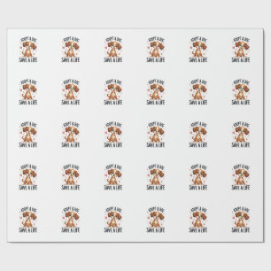 Adopt A Dog Save A Life Vintage Cute Puppy Rescue  Wrapping Paper