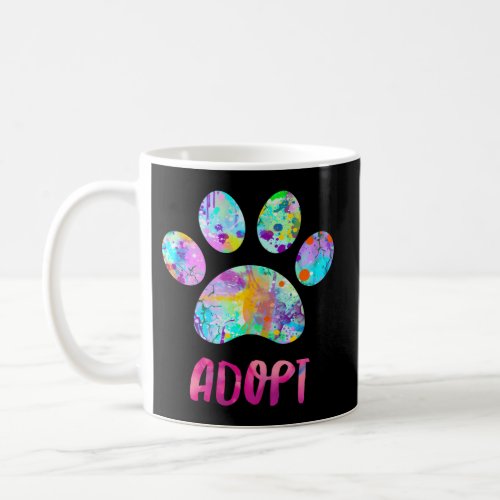 Adopt A Dog Watercolor Rescue Paw Print Coffee Mug