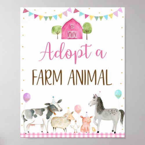 Adopt A Farm Animal Birthday Sign