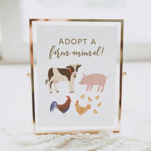 Adopt a Farm Animal Farm Birthday Party Sign